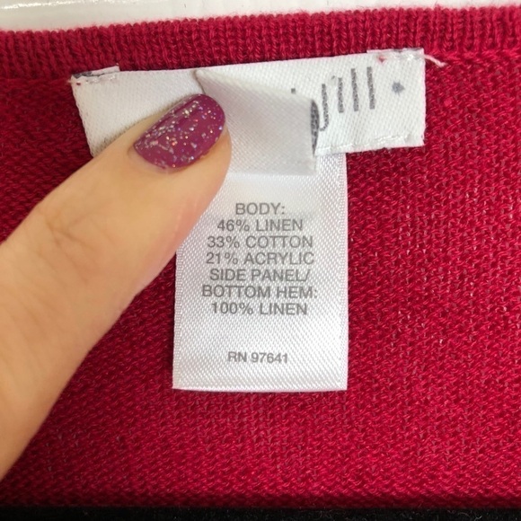 New J. Jill Linen Side Panel 3/4 Sleeve Sweater - Picture 5 of 8